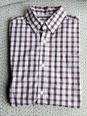 Denver Hayes Short Sleeve Plaid Button Up Shirt Mens Small Modern Fit